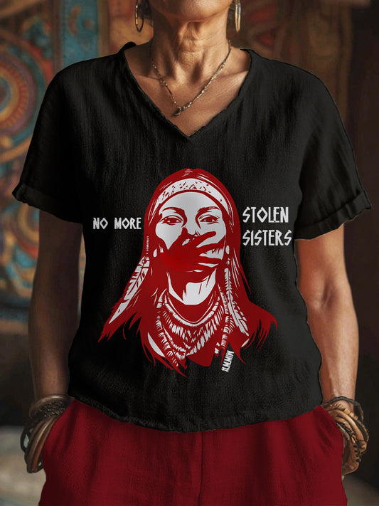 Women's No more stolen sisters V-neck tops