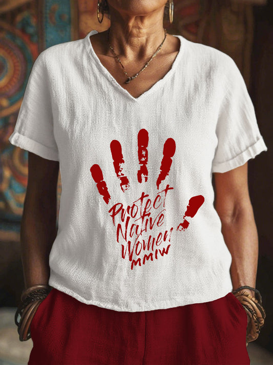 Women's Protect Native Women MMIW V-neck tops