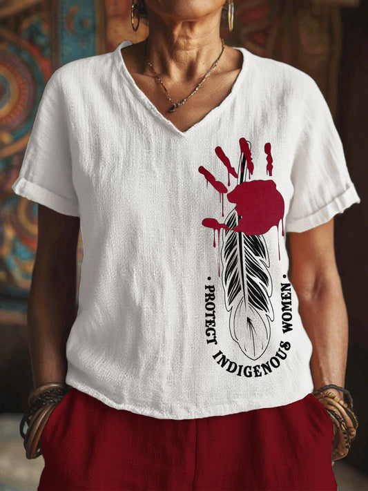 Women's protect indigenous women V-neck tops