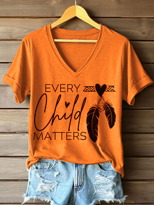 Women's Every Child Matters Print V-Neck T-Shirt