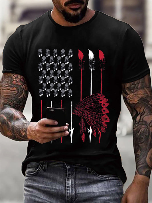 Men's Native American Flag Print T-Shirt