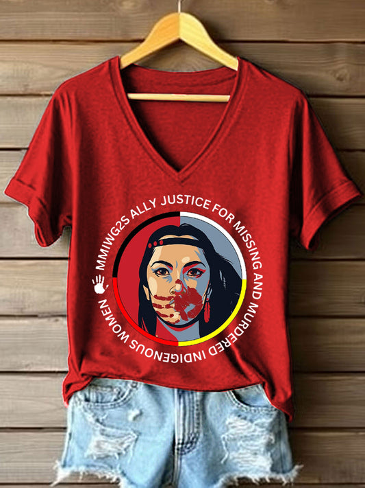 Women's MMIW Print V-Neck T-Shirt