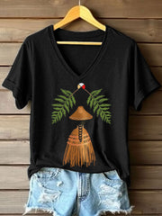 Women's Indigenous Inspired Print V-Neck T-Shirt