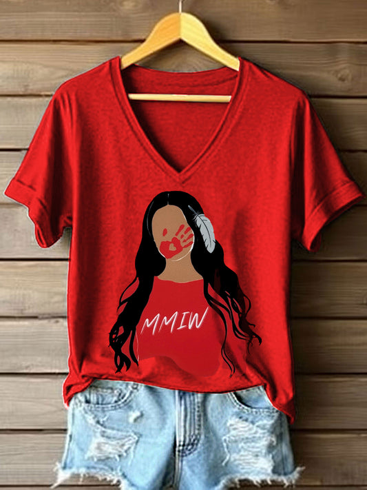 Women's MMIW Print V-Neck T-Shirt