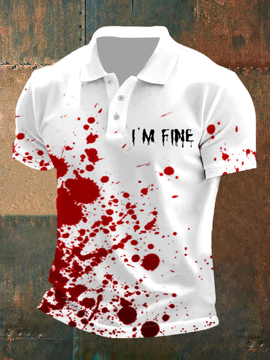 Men's I'm Fine Bloody Art Printed Casual Top