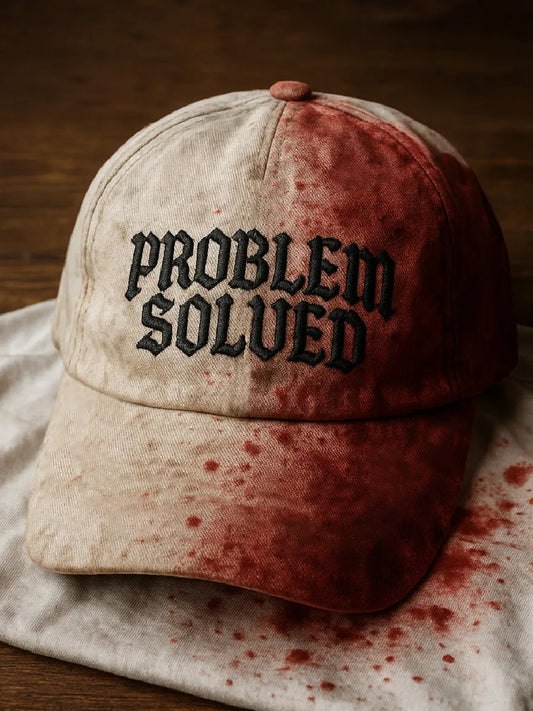 Unisex Funny Halloween Problem Solved Blood Print Hat