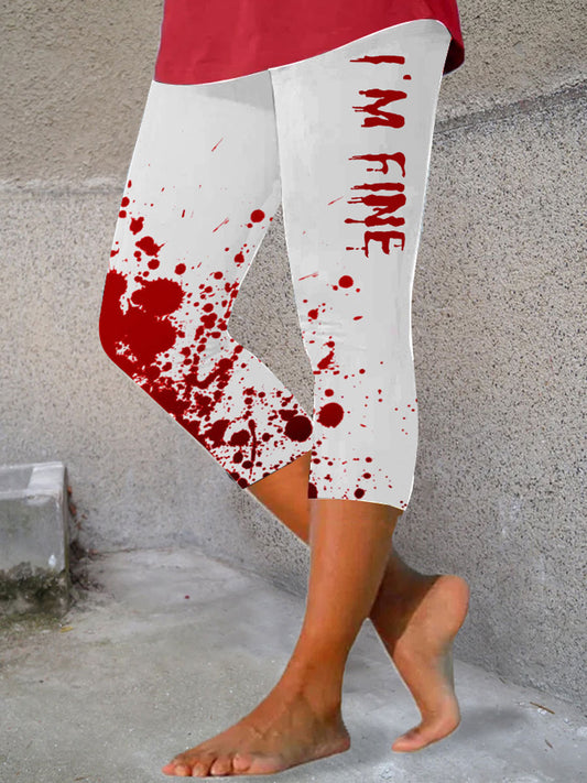 Women's I'm Fine Bloody Art Printed Casual Leggings