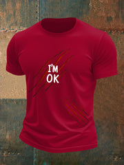 Men's Funny Halloween I'm OK Scratch Print Casual Tee