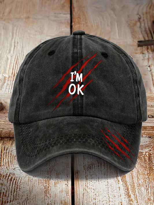 Unisex Funny Halloween I'm OK Scratch Print Hat
