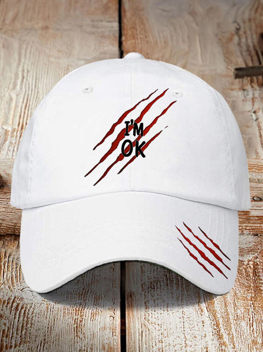 Unisex Funny Halloween I'm OK Scratch Print Hat