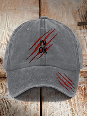 Unisex Funny Halloween I'm OK Scratch Print Hat