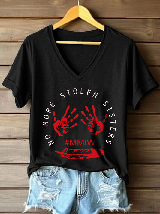 Women's MMIW Print V-Neck T-Shirt