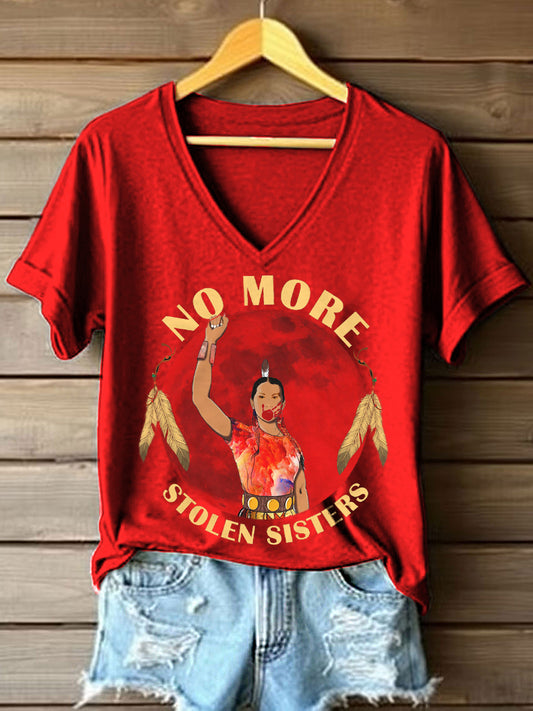 Women's MMIW Print V-Neck T-Shirt