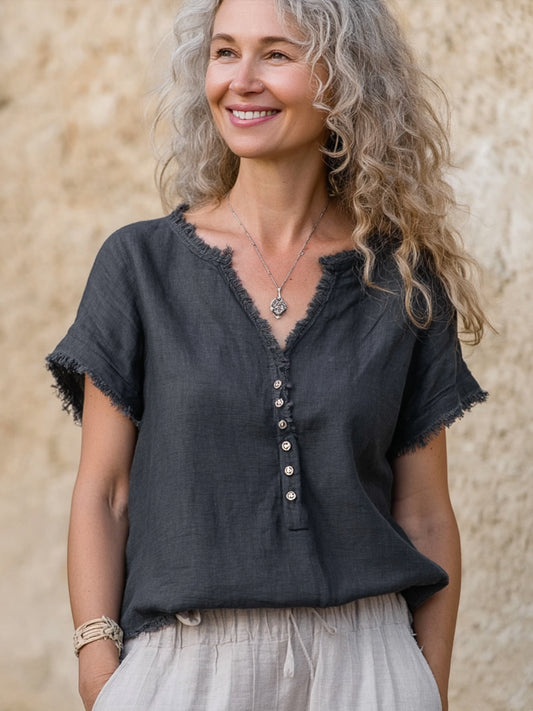 Women's Vintage Simple Linen Shirt