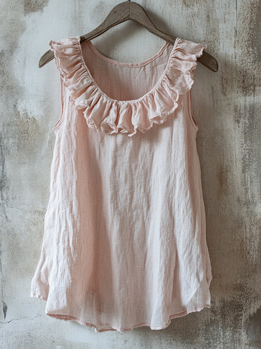 Women's Elegant Ruffled Design Linen Shirt