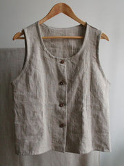Women's Vintage Simple Linen Vest