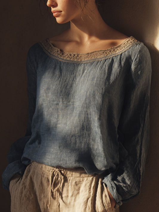 Women's Vintage Lace Patchwork Shirt