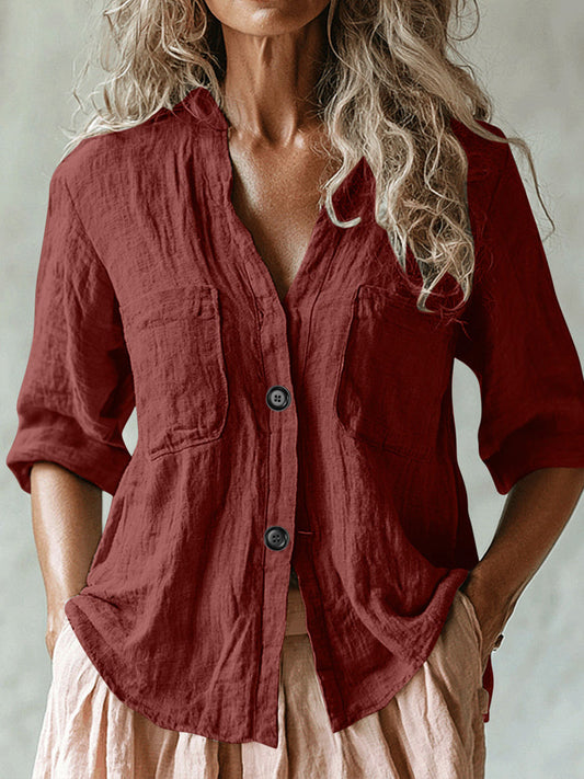 Women's Vintage Simple Linen Shirt