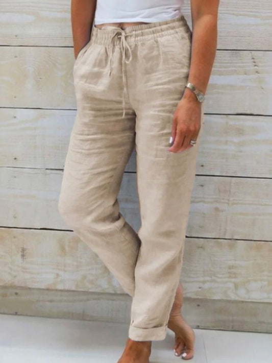 Women's Simple Solid Color Linen Pants