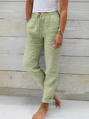 Women's Simple Solid Color Linen Pants
