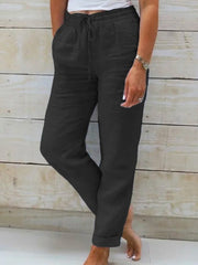 Women's Simple Solid Color Linen Pants