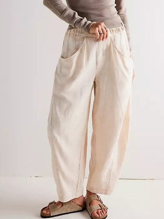 Women's Simple Solid Color Linen Pants