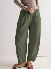 Women's Simple Solid Color Linen Pants