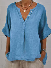 Women's Simple Solid Color Linen Shirt