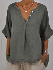 Women's Simple Solid Color Linen Shirt