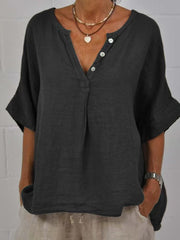 Women's Simple Solid Color Linen Shirt