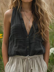 Women's Vintage Simple Linen Shirt