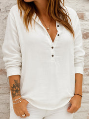 Women's Simple Solid Color Linen Shirt