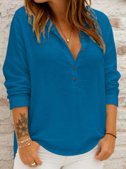 Women's Simple Solid Color Linen Shirt