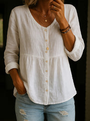 Women's Simple Solid Color Linen Shirt