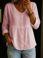 Women's Simple Solid Color Linen Shirt