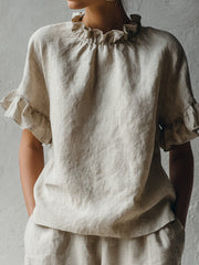Women's Simple Ruffled Linen Shirt