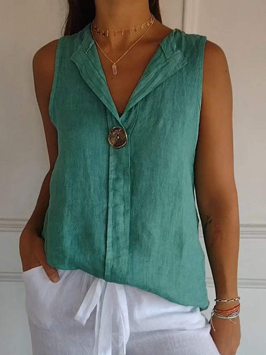 Women's Simple Solid Color Linen Shirt