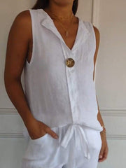 Women's Simple Solid Color Linen Shirt