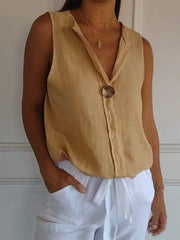 Women's Simple Solid Color Linen Shirt