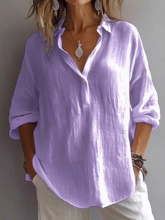 Women's Simple Solid Color Linen Shirt