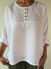 Women's Simple Linen Long Sleeve Shirt