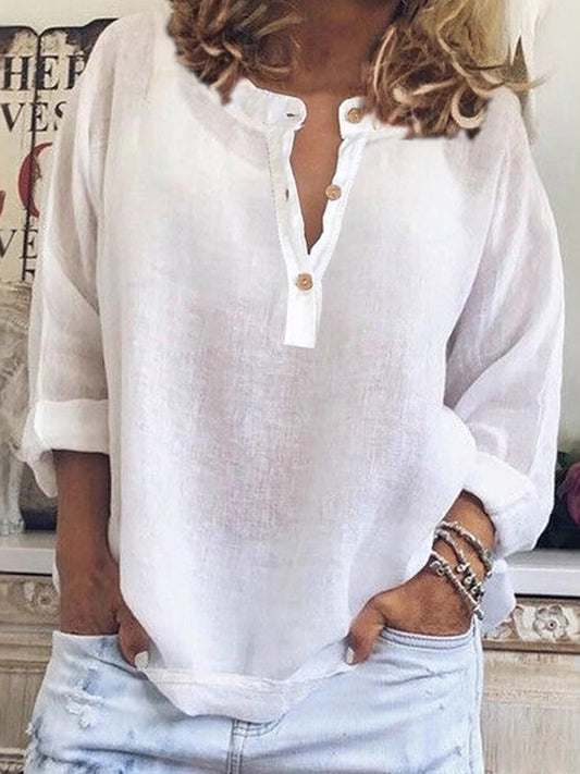 Women's Simple Solid Color Linen Shirt
