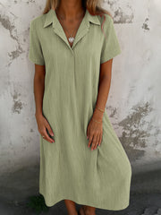 Women's Fashion Simple Linen Midi Dress