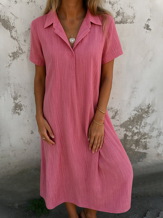 Women's Fashion Simple Linen Midi Dress