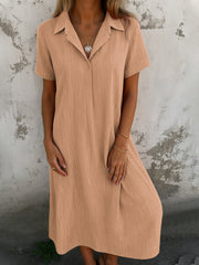 Women's Fashion Simple Linen Midi Dress