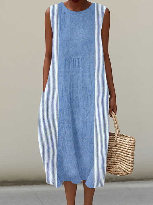 Women's Vintage Striped Linen Dress