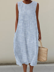 Women's Vintage Striped Linen Dress