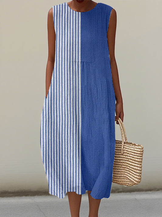 Women's Vintage Striped Linen Dress