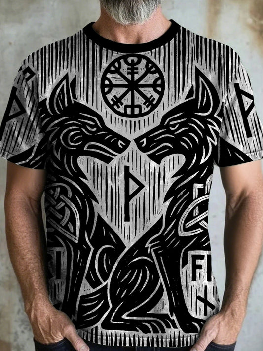 Men's Viking Wolf Print T-Shirts