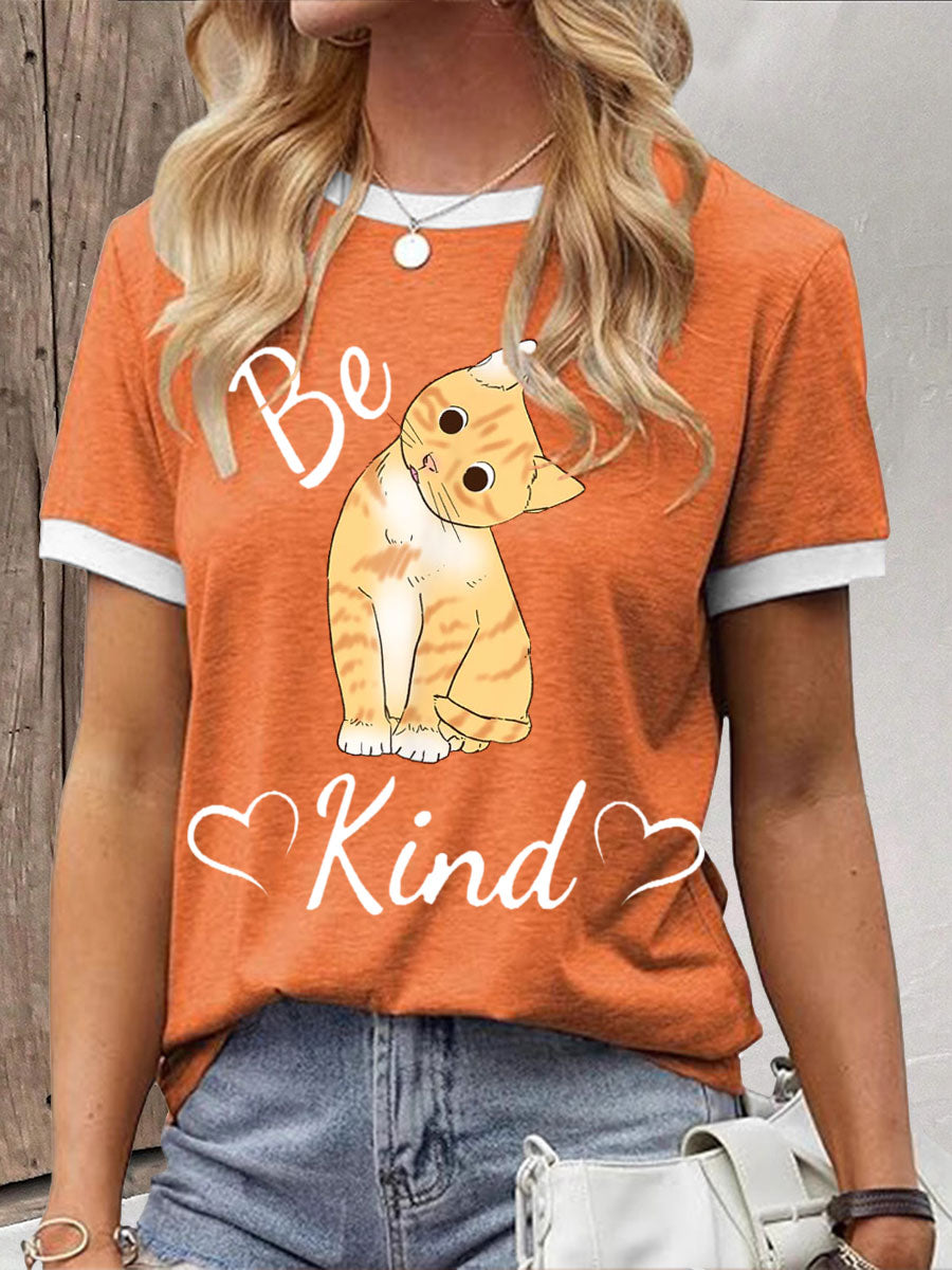 Women's be kind cat orange t-shirts